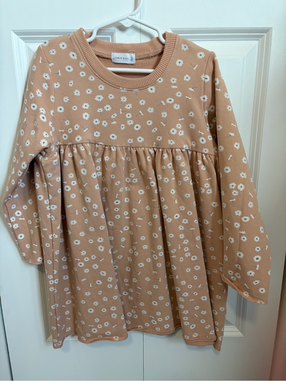 Daisy Print Peplum Sweatshirt - dress Tan & White